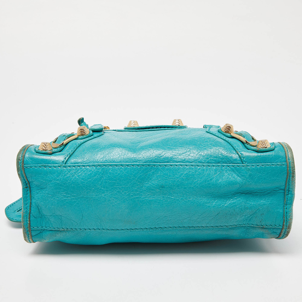 BALENCIAGA Bleu Tropical Leather Mini Classic City Bag - Picture 7 of 8